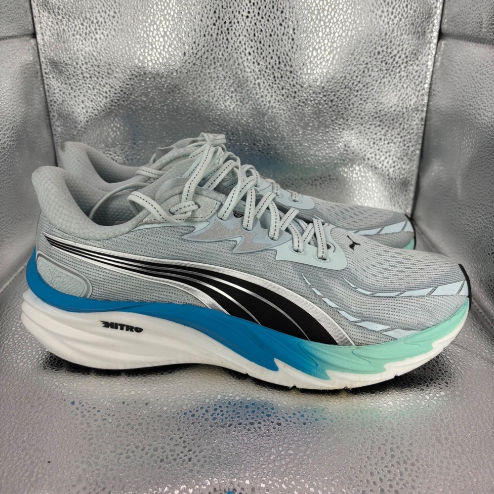 Puma Velocity Nitro 3 Mens Running Shoes Platinum Grey Blue 311140-06 Size 10